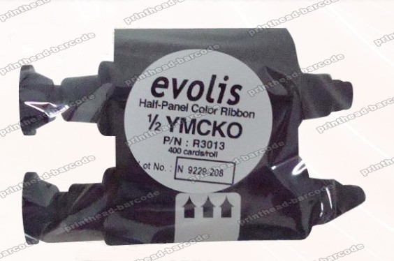 Original Evolis R3013 YMCKO Half-panel color ribbon,400 prints - Click Image to Close